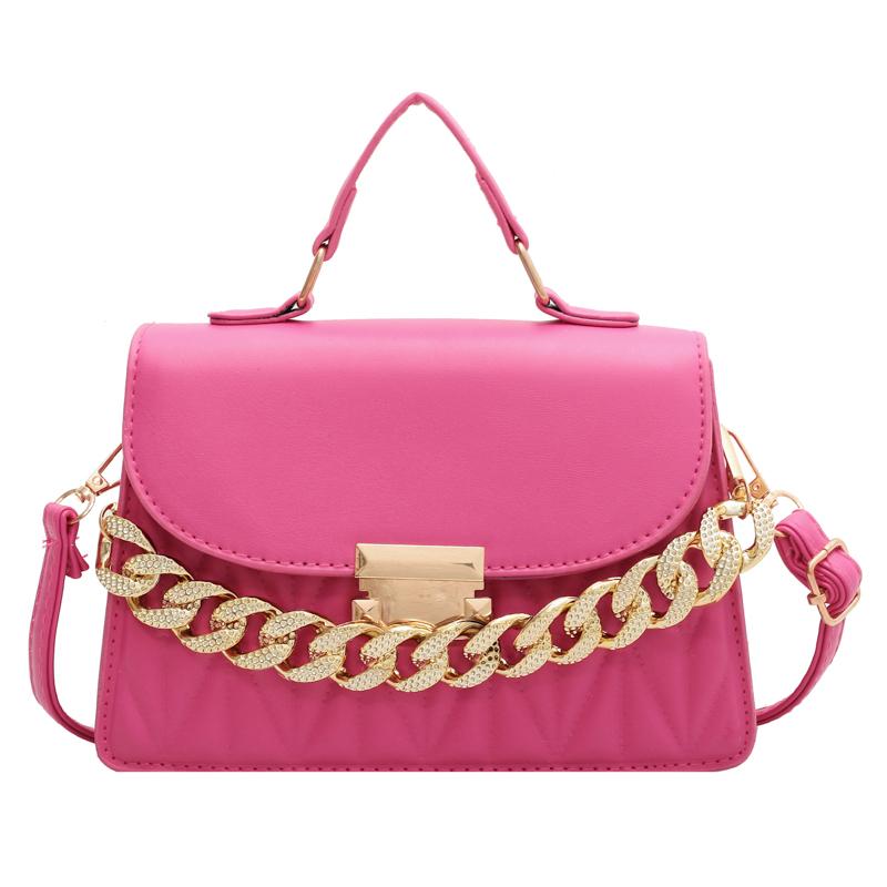 Fashion Leisure Design Women Handbag PU Solid Color Lady Shoulder Bag Chain Decoration Female Crossbody Bag For Outings Commute