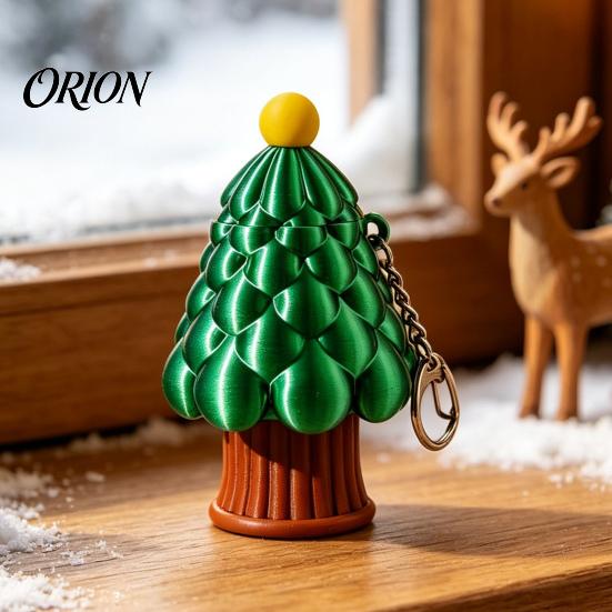 Festive Tree Keychain Retractable Christmas Longsword Toy, 3D Printed Xmas Stress Relief Toy Keychain, Holiday Mini Fidget for Backpack Charm