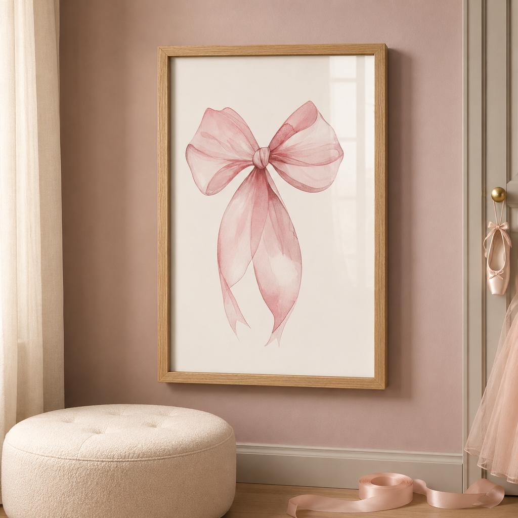 Nursery Wall Art, Nordic Cute Pink Ballet Girl Canvas Painting | Baby Poster for Toddler Kids Room Wall Decor