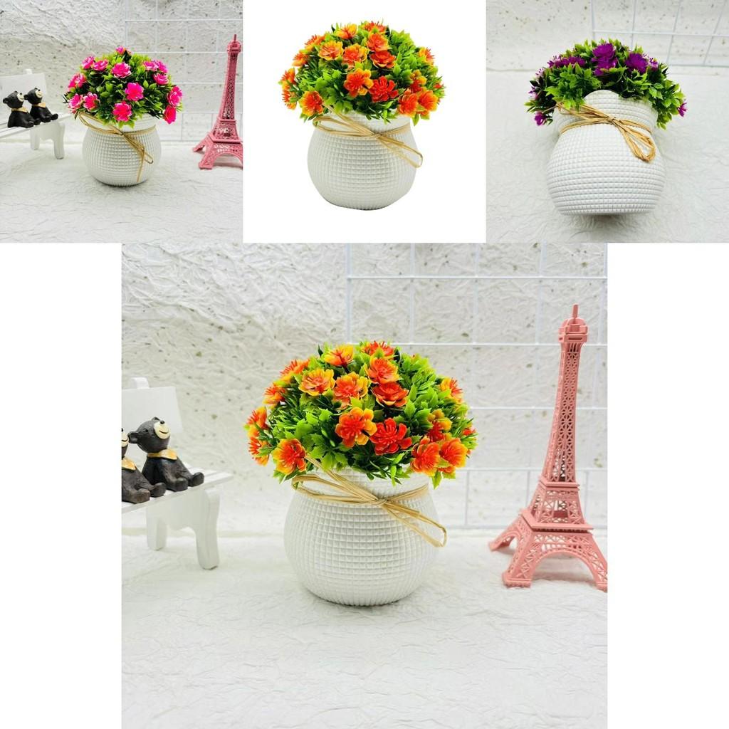 Artificial Chrysanthemum Indicum Hemisphere Potted Plant With Plastic Material For Home Decor