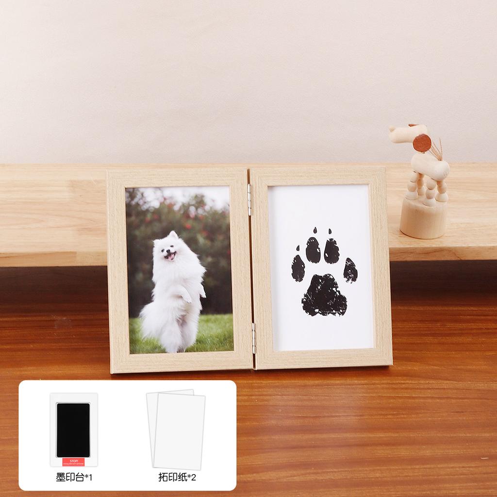 Pet Memorial Gifts for Pet, Dog Paw Print Frame Kit,Inkless Paw Print Kit,zWooden Pawprint Photo Frame,Gifts for Pet Lovers