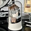 Rotating Transparent Makeup Brush & Lipstick Organizer with Dustproof Design