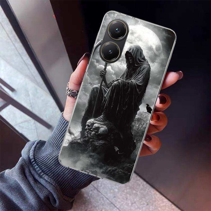 Death Grim Reaper Skull Scythe Phone Case For Xiaomi Poco X5 X6 X7 Pro F7 Ultra M7 Redmi 15C 15 13C 13 12C 12 10 10C 10A 9 9C 9T