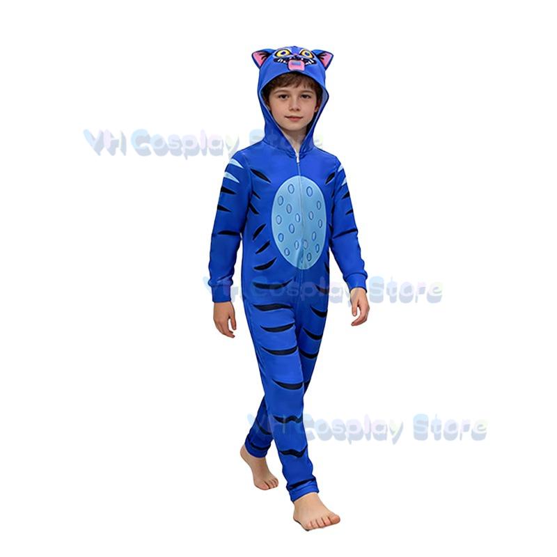 Nouveau Vêtement d'Automne pour Enfants Impression Tigre Costume Cosplay Combinaison à Capuche Drôle Garçons Filles Vêtements Dessin Animé Cadeaux Enfants Adulte 180