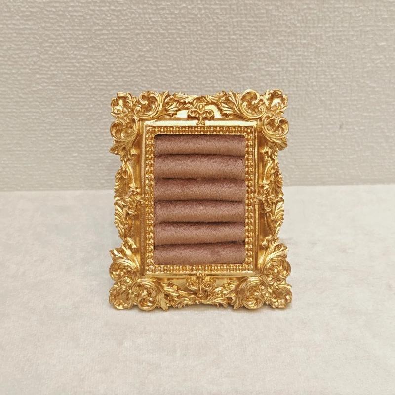 Retro Square Ring Earring Display Stand Jewelry Showcase Storage Tray Shop Window Decoration Photography Background Props