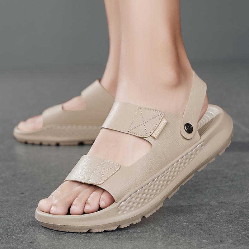 Fashion Retro Sewing Sandals Transfer Slipper Non-slip Pu Leather Shoes for Men Comfortable Casual Summer Fashion British Style