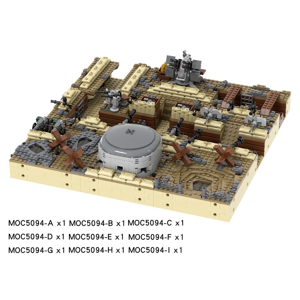 WW2 Serie Militärisches Schlachtfeld Ruinen Kriegsbezogene Bausteine Blockhaus Modell Spielzeug Mittelalterliches Geschenk für Kinder Erwachsene DIY MOC