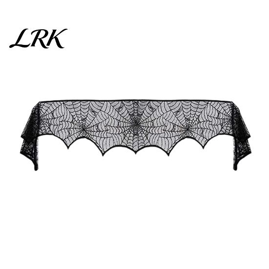 Dark Halloween Aesthetic Decor Tablecloth, Black Lace Spider Web Table Cover, Spooky Gothic Lamp Shade for Masquerade, Party, Dinner Decoration
