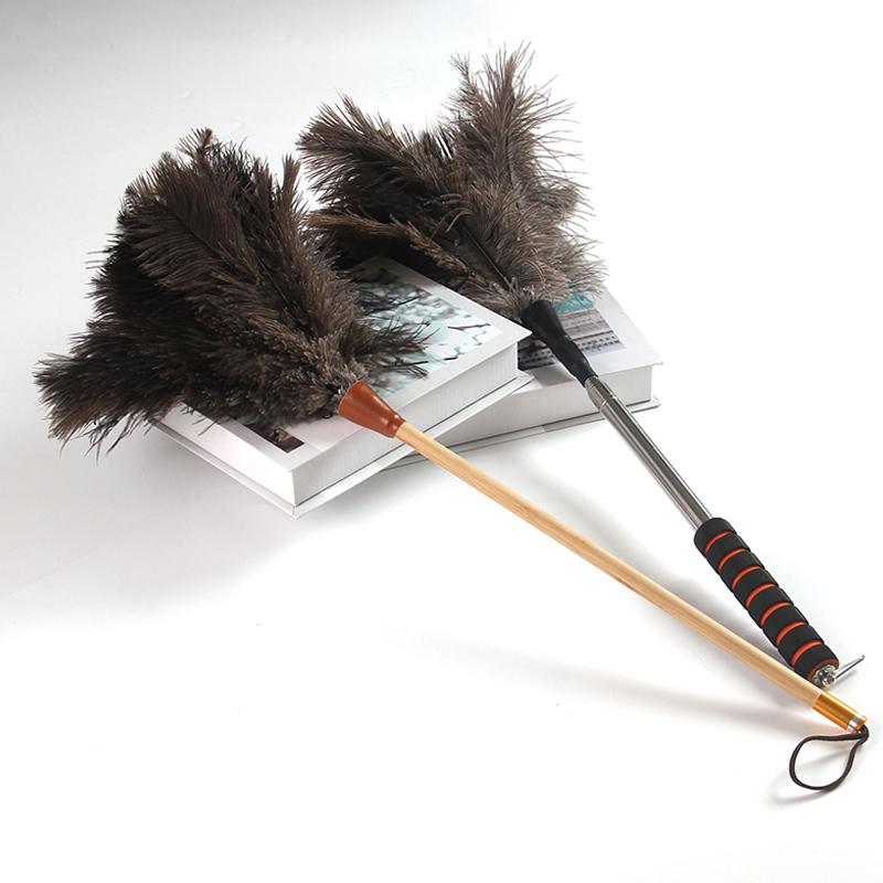 Feather Duster Wooden Handle Duster Anti-static Dust Removal Dusters Ostrich Duster Feather Fur Brush For Home Cleaning Tools