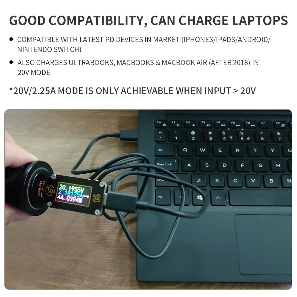 2024 New Smart Identification Single Port PD Interface Car Charger USB 45W Fast Charging Blu-ray Type C Interface 20V Car Port