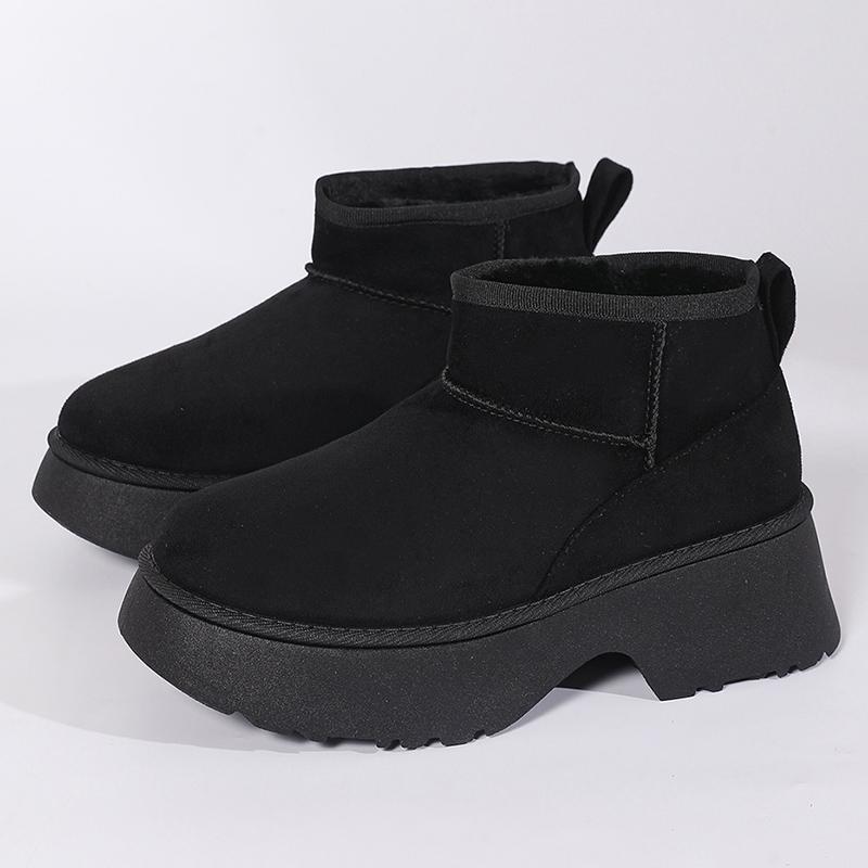

Fashion 2025 New Faux Suede Thick Heel Snow Boots Women Slip On Warm Plush Winter Boots Woman Comfy Anti Slip Platform Ankle Botas Mujer 40