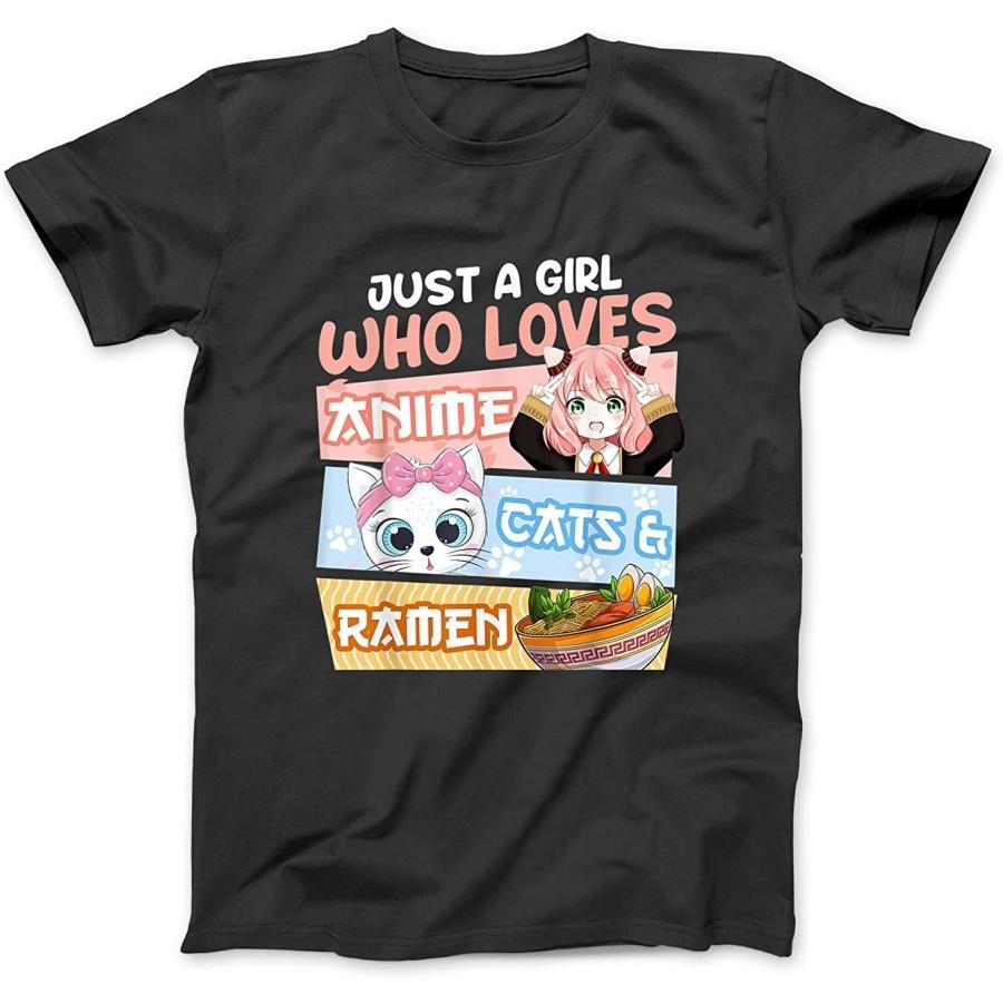 Just A Girl Who Loves Anime Cats & Ramen Lover Kawaii T-Shirt Sweatshirt Hoodie Tanktop for Men Women Kids Black