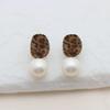 Retro Silver Needle Stud Earrings: Exaggerated Leopard Print with Pearl, European & American Hong Kong Style, Light Luxury Flocked Design