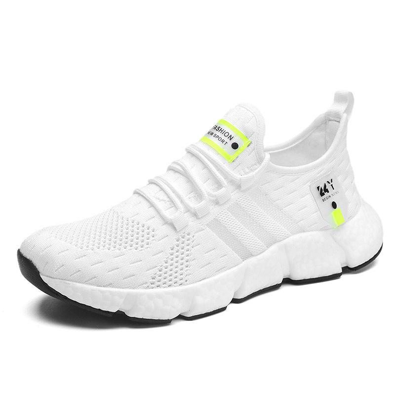 

Импортные товары большого размера, летние сетчатые дышащие модные спортивные туфли с попкорновым дном, легкие кроссовки для бега, мужская обувь в прямом эфире 37 белый