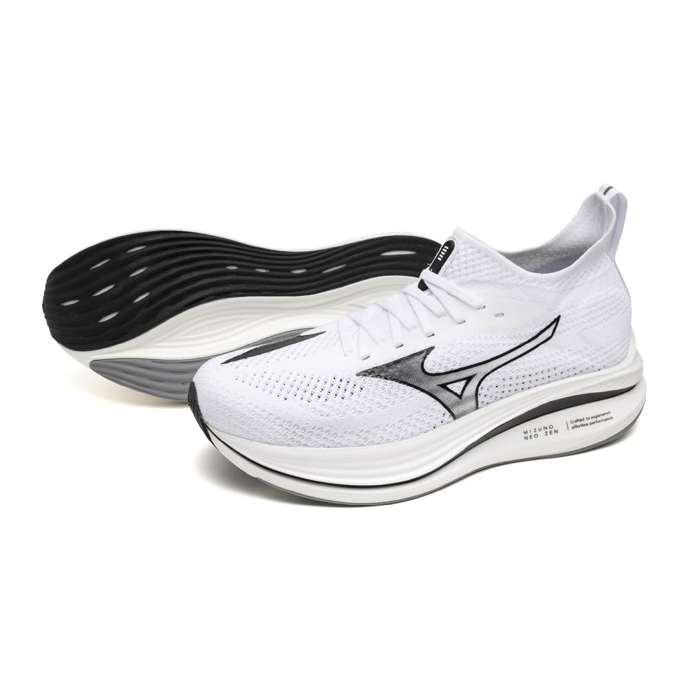 Mizuno Running Shoes NEO ZEN Jogging Marathon Training Sports Lightweight Resilient Thick Sole White x Black cm 2E 24.0