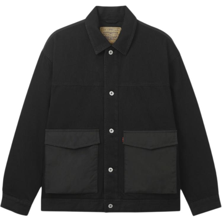 Levis Patchwork Minimalist Comfortable Loose Fit Long Sleeve Denim Jacket Men Jackets Black 002I5-0002