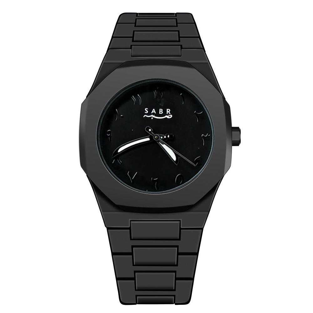 Sabr Men s Arabic Numerals Middle Eastern Black Matte Men s Watch Quartz Watch