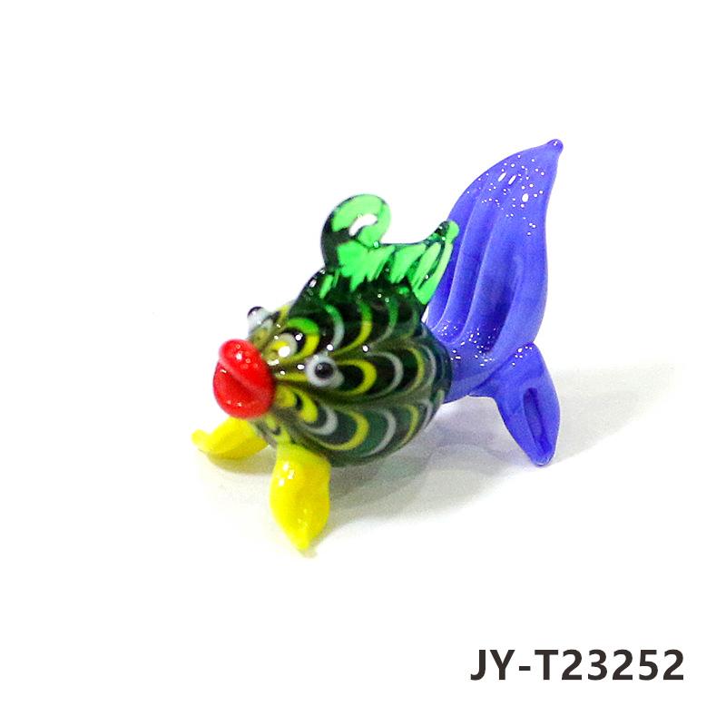 2PCS Custom Cute Goldfish Mini Figurines Glass Pendant Aquarium Decoration Supplies Colorful Tropical Fish Tiny Statue Ornaments