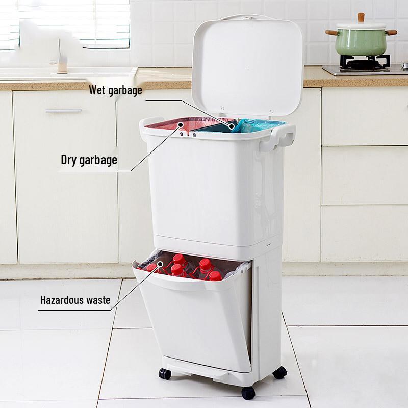 45L Nordic 3-Compartment Foot Pedal Trash Can