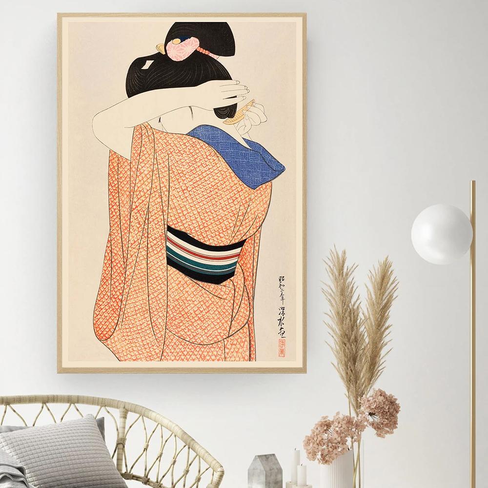 Japanese Geisha Poster Vintage Japanese Women Traditional Art Culture Ukiyo-e Style Pictures HD Print Canvas Painting Home Decor