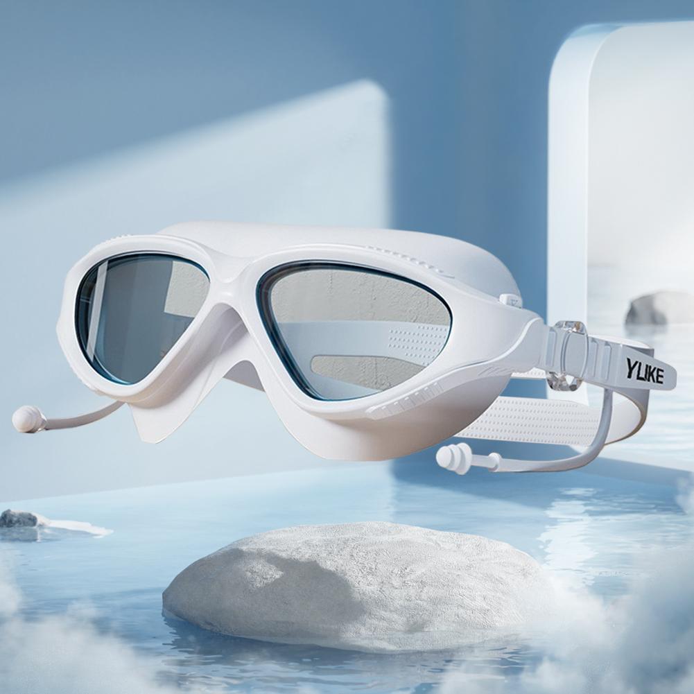 Big Frame Swim Glasses Anti-Fog Professional HD Swim Glasses Adjustable Wide View Swim Goggles for Swimmers
