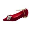 Fashion Comemore Spring and Autumn New Bridal Shoes High Heels Pointed Toe Women Pumps Ankle Pearl Buckle Shallow Mouth Heels for Women