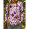 T-shirt da Donna 3D Floreale Colorato Moda Manica Lunga Girocollo Top Regolari Festa Weekend Primavera Autunno