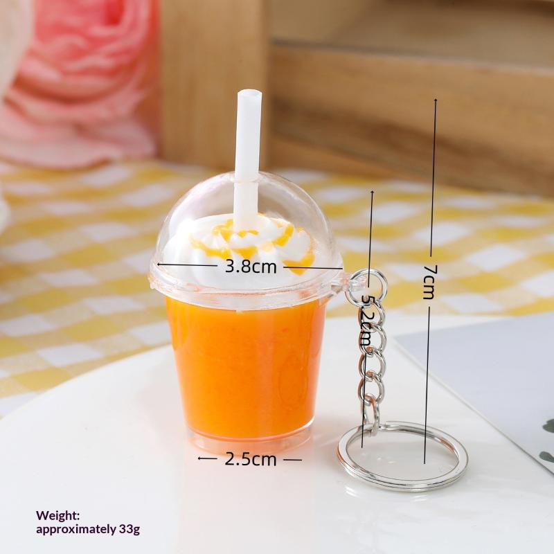 1Pcs Realistic Mini Ice Cream Soda Cup Keychains With Cherry Topping Bright Colors For Bag Decoration And Small Gifts