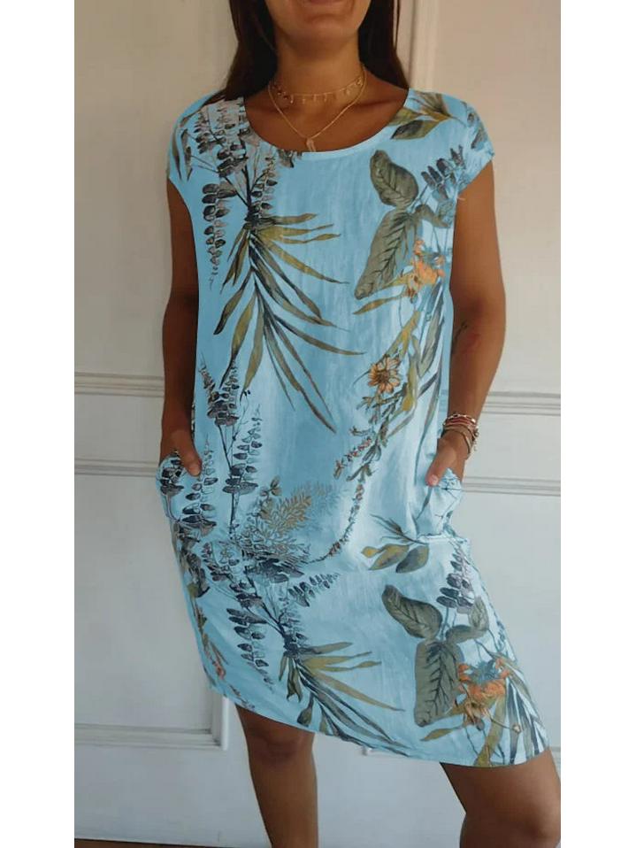 2026 Women’s Summer Cotton & Linen Printed Skirt with Pockets – European & American Style