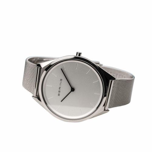 BERING Men's & Women's (Unisex) Analog Quartz Ultra Slim Collection Watch with Stainless Steel Strap & Sapphire Crystal Silver Mesh Band (17039-000).