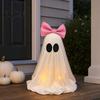 Soft Fabric Ghost Decor LED Decoration, Halloween Pink Bow Tabletop Ornament, Decoration Haunted House with Warm Glow for Home With Lights
