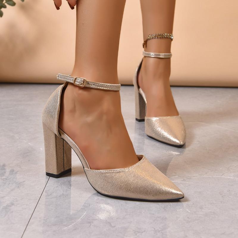 Fashion Baotou Sandals Autumn New Pointed Toe Shallow Mouth One Strap Anti-slip Wear-resistant High Heels