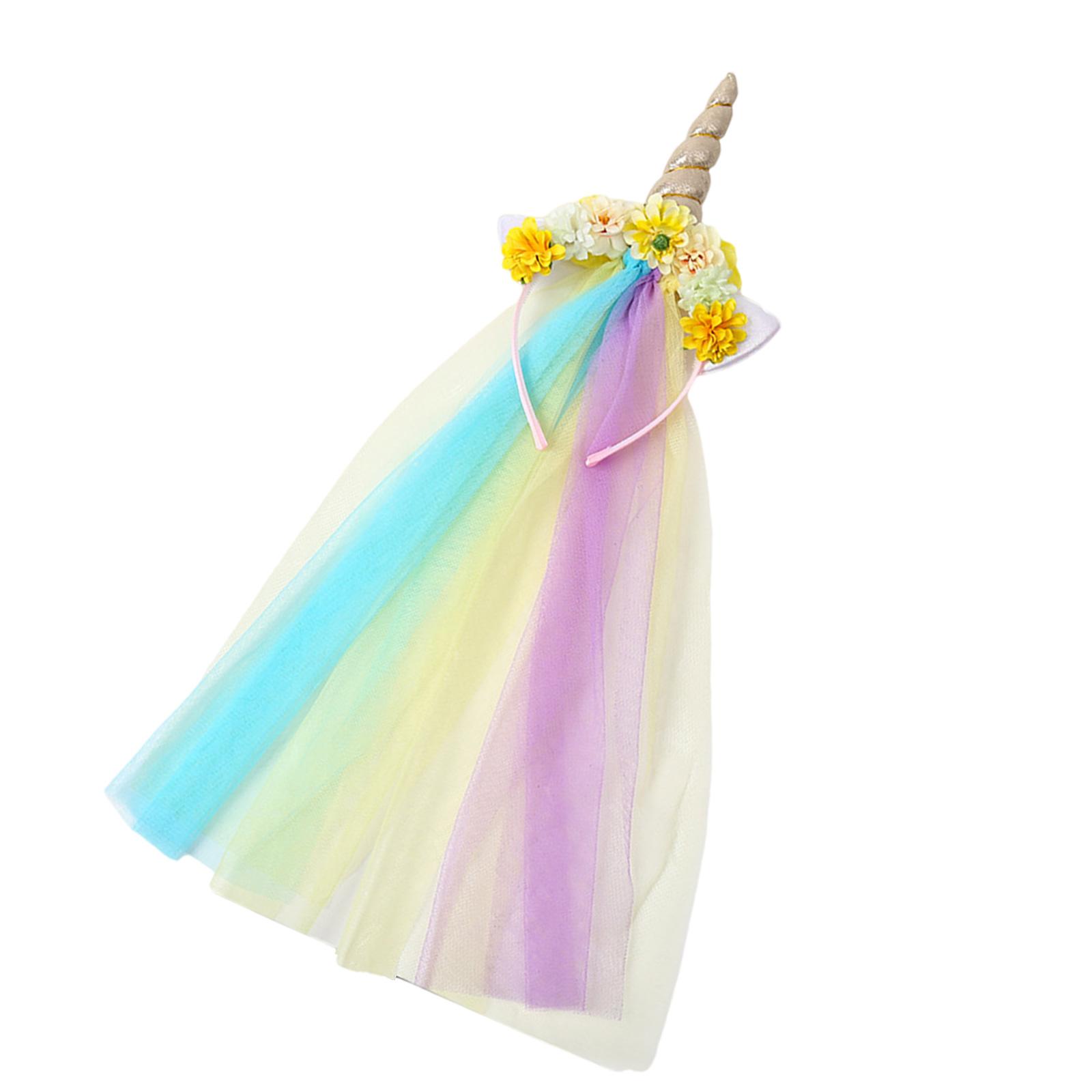 

Ободок на голову «Единорог Радуга Цветок» Хэллоуин Головной убор Хэллоуин Вечеринка Фотореквизит Цветочный Вечерний Головной убор Косплей Аксессуары жёлтый