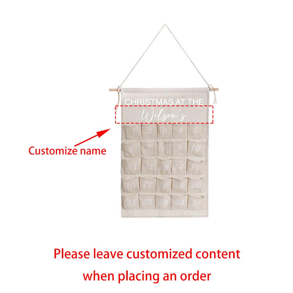 

Personalised Christmas Advent Calendar Canvas Advent Calendar Santa Claus Gift Reusable Christmas Countdown Wall Hanging Decor 1pcs 40x59cm