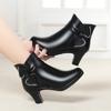 Mom Shoes Autumn and Winter Soft Leather Cotton Shoes, New Short Boots Thick Heel Velvet Boots Bow    and Elderly Women's Shoes