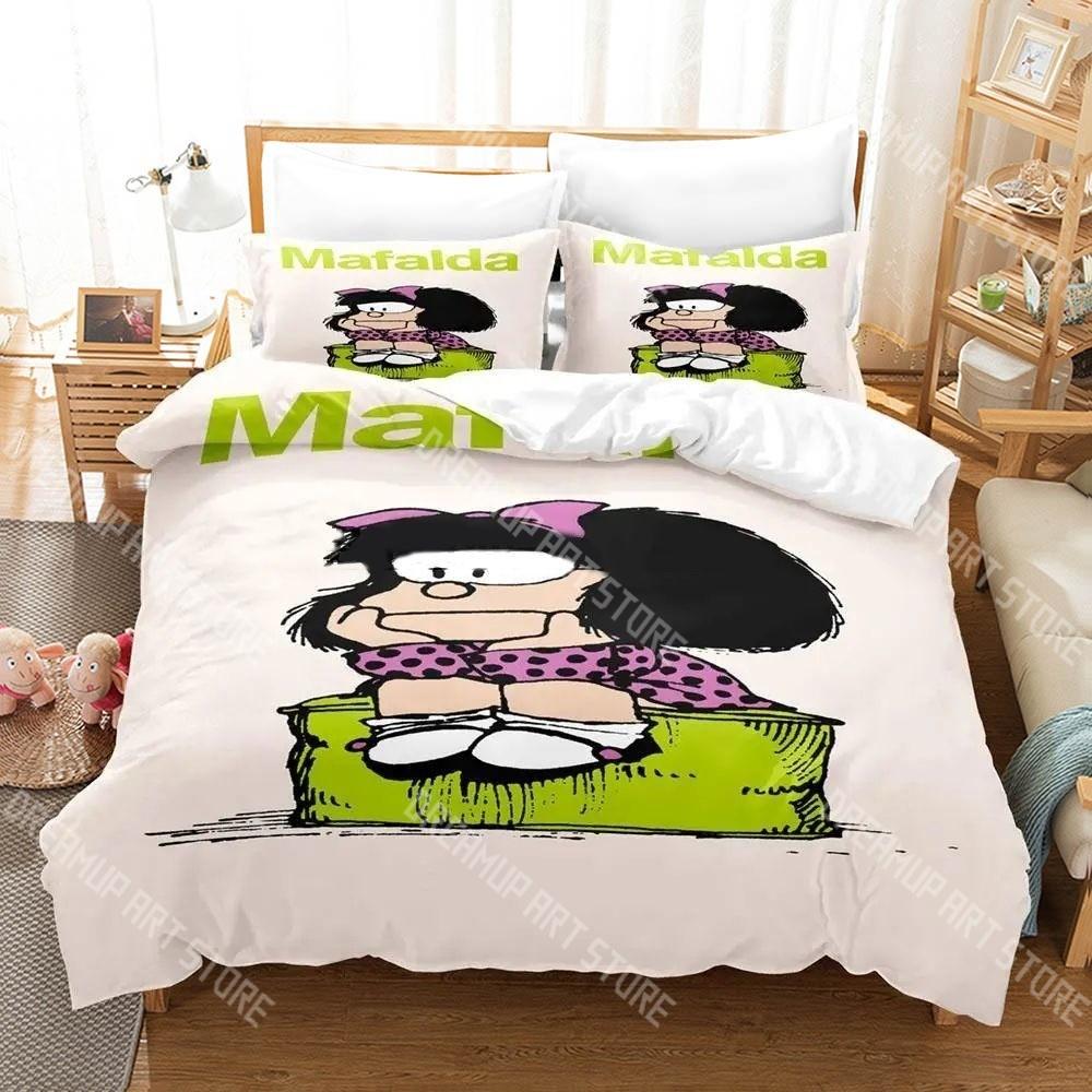 3D Printed M-Mafalda Manga Bedding Set for Boys Girls Duvet Cover Pillowcase Twin Queen King Full Single Double Sizes