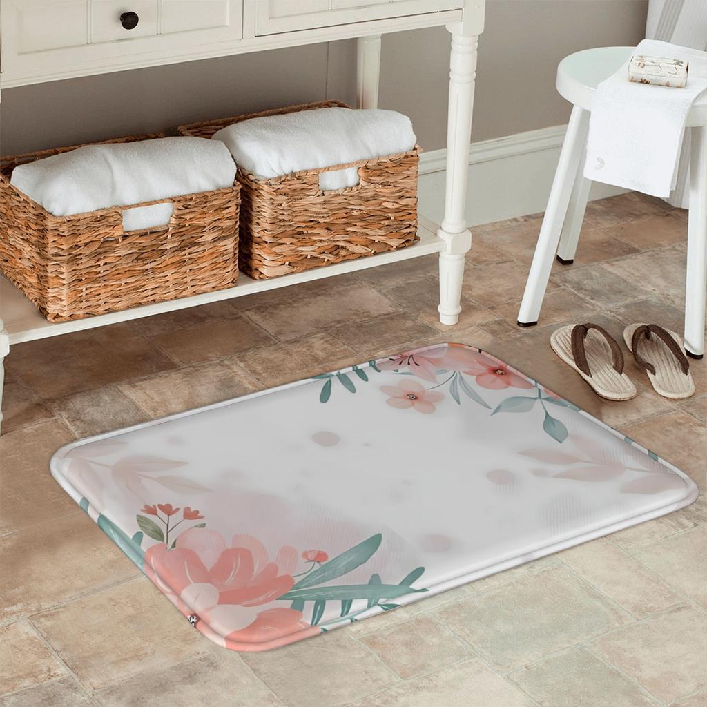 Watercolor Surround Floral Entry Door Mat Entryway Anti Slip Floor Mat Macaroon Color Soft Warm Decorative Carpet