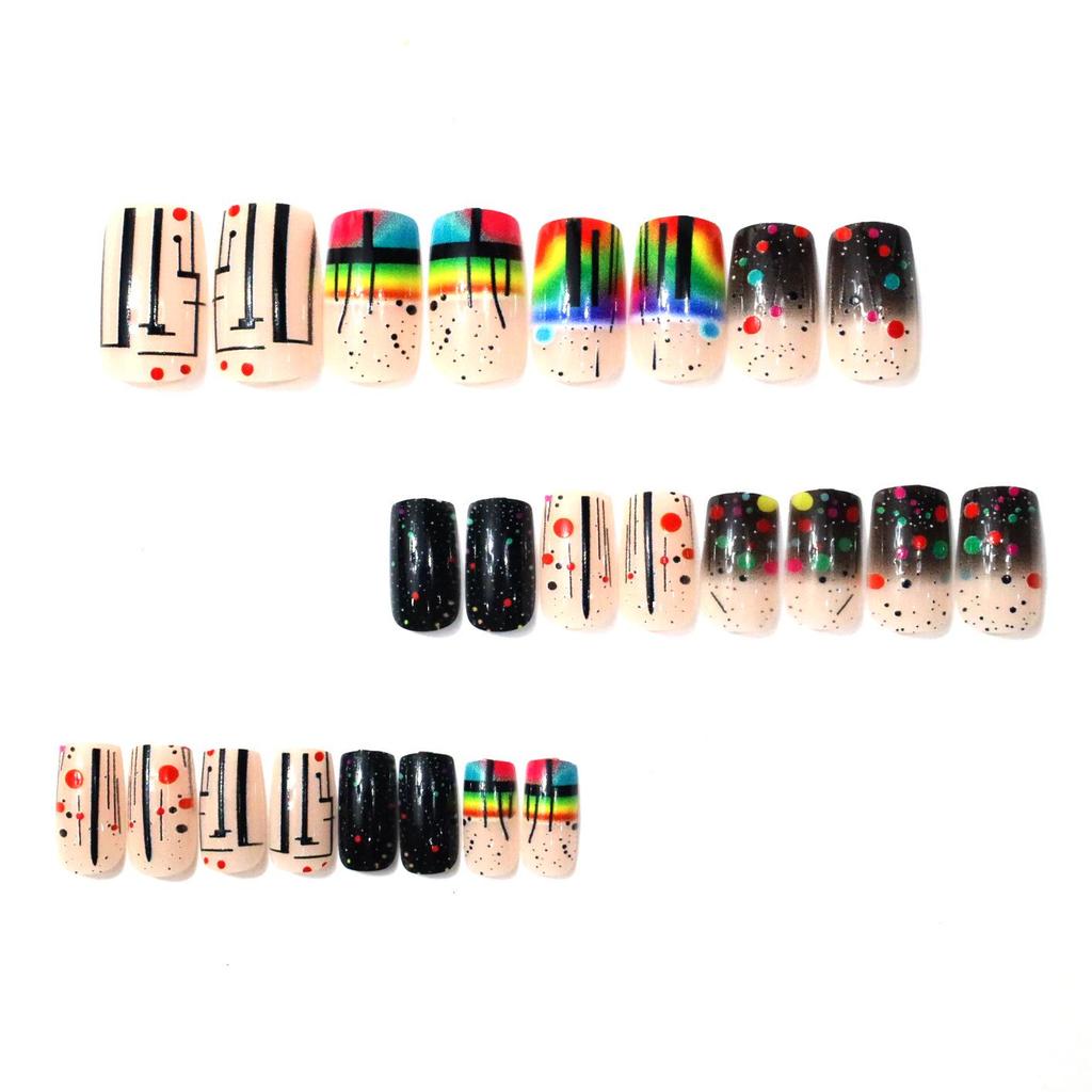 Trendy Nail Art: European & American Style Polka Dot Medium-Length Square Nails