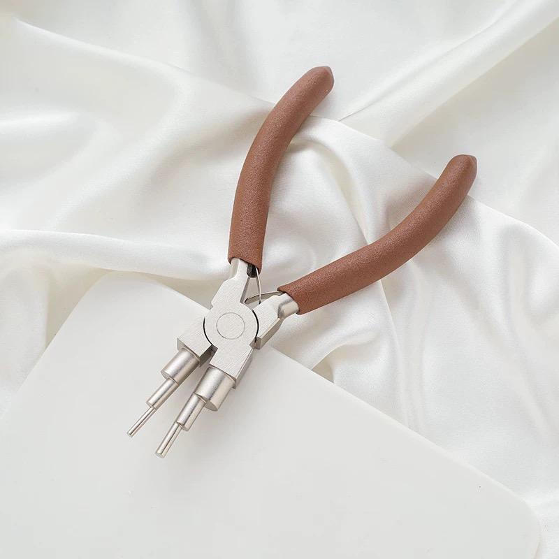 5’ Handmade Nickel Plated Jewellery Pliers DIY Tools Pointed Nose Round Diagonal Cutting For Making Multifunction Coffee Colour