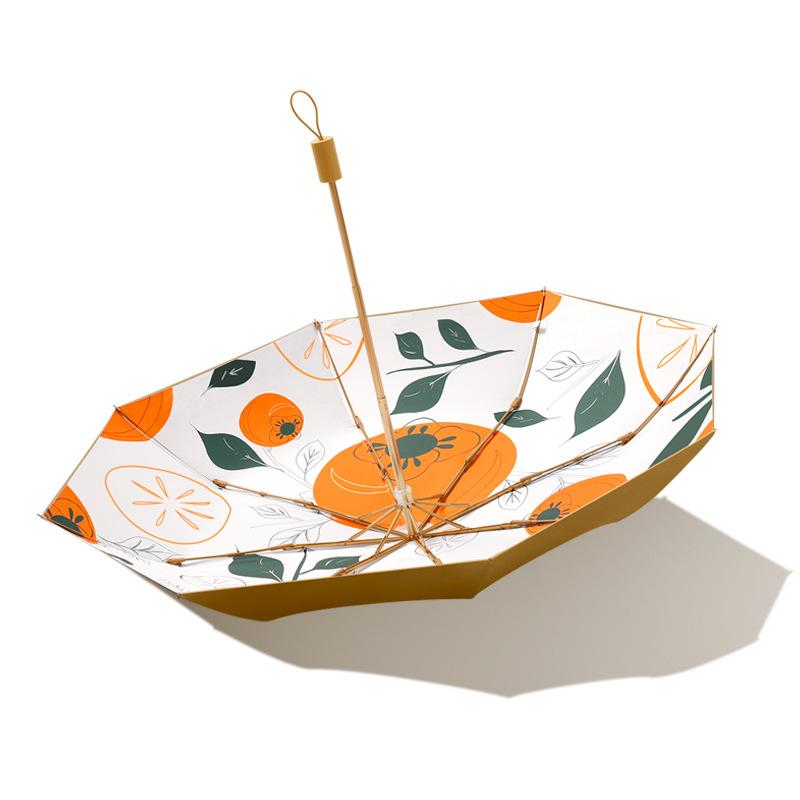 New small fresh manual umbrella gold glue fabric parasol three fold sunscreen sun umbrella rain and shine