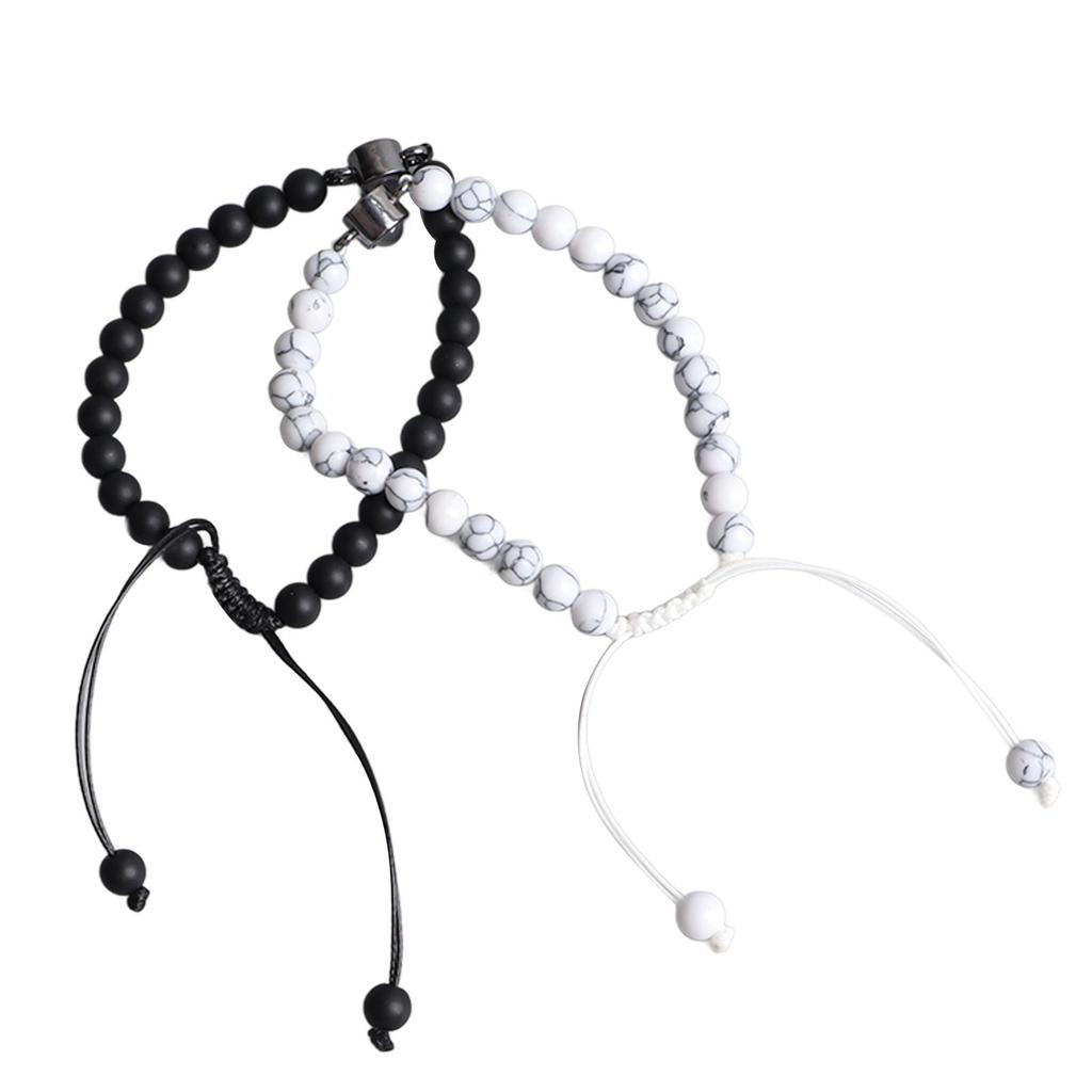 Stone Bracelet Adjustable Frosted Unique Fashionable White Black Turquoise Bracelet for Men Women