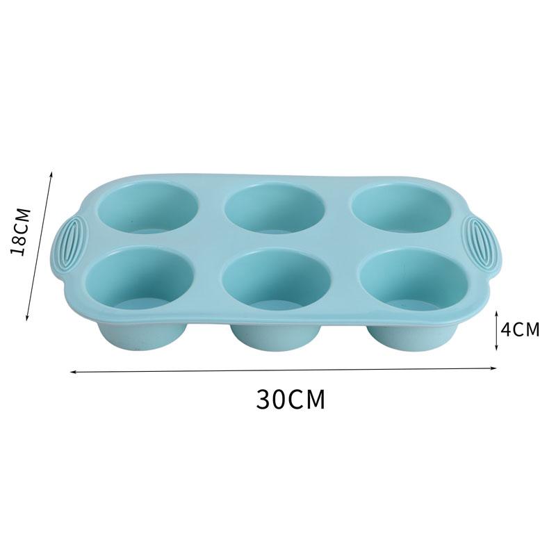 6 Cup Silicone Muffin Pan 6-Cavity Baking Tray Non-Stick Muffin Cake Mold Temperature Resistant Cupcake Biscuit Baking Tools