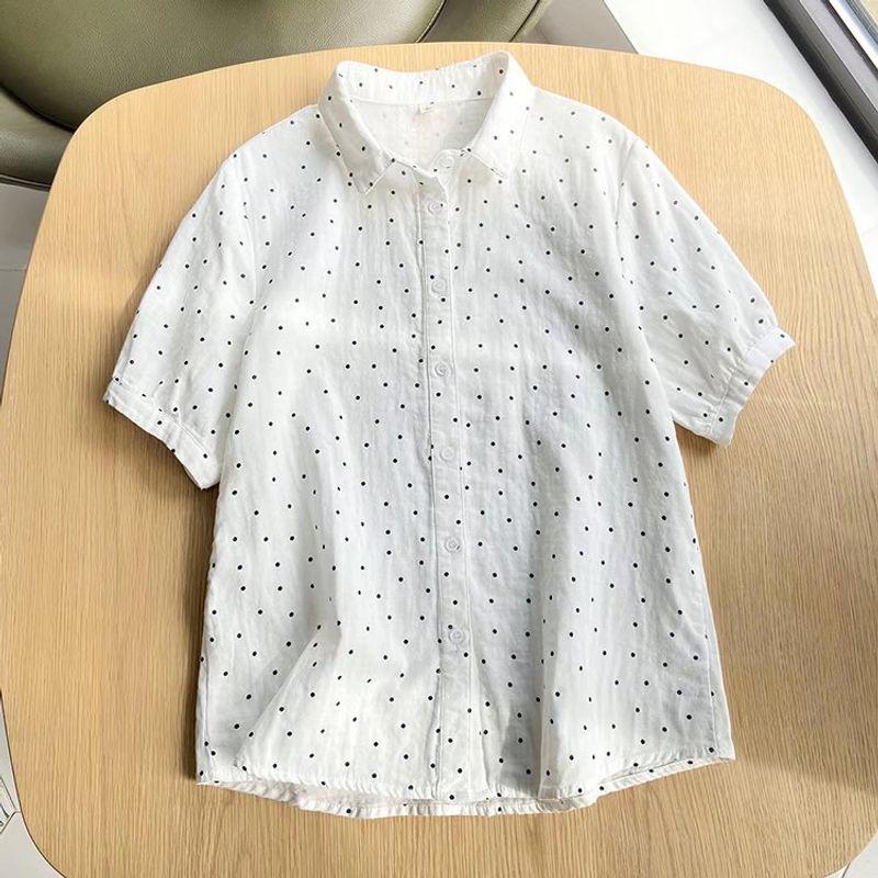 

Двухслойная хлопковая пряжа Свежие листья Мягкий рукав до локтя Летняя одежда White Wave point L