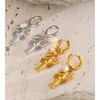 Yhpup Ocean Series Stainless Steel Crayfish Drop Hoop Earrings High Quality Natural Pearls Beach Daily Wear Jewelry for Women
