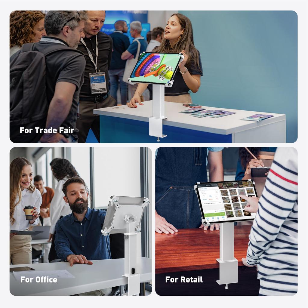 Rotation Kiosk Stand Silver AboveTEK Retail Industrial Compatible with Inch iPad Tablets AirRegister Anti-Theft 360-Degree Clamp-On