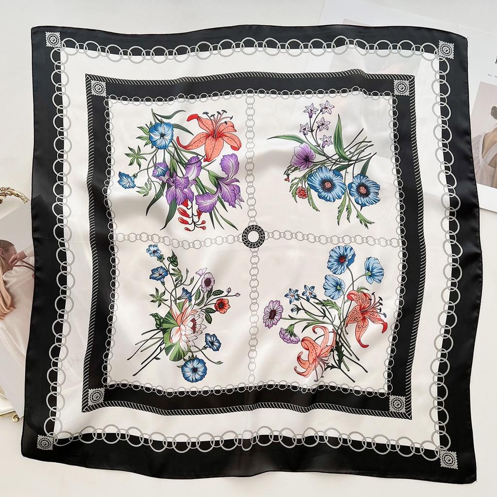Spring and Summer Graffiti Flowers 71 * 71 Square Scarf Travel Sunscreen Headscarf Practical High-end Scarf for Mother