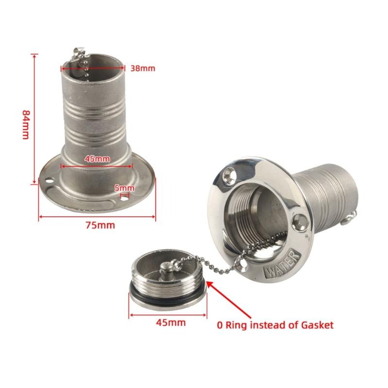 Premium 38mm Marine Deck Filler Lid 316 Stainless Steel With Safety Link And O Shape Gasket For Boats