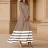 Women's Three-quarter Sleeves Fashionable Floral Stripe Print Loose Casual Comfortable Dress