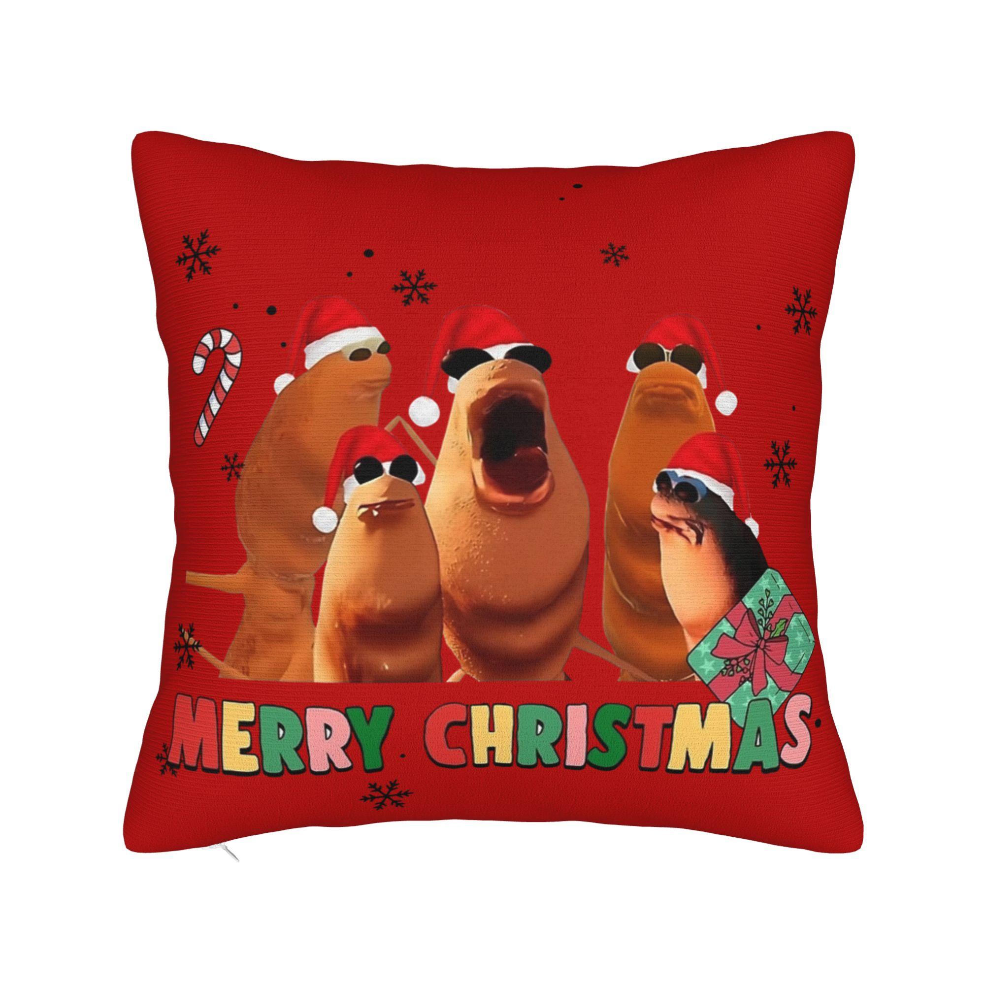 

Marcus The Worm Christmas Pillowcase Doublesided Printing Fabric Cushion Cover Gift Throw Pillow Case Cover Seat 30x30cm 12x12in