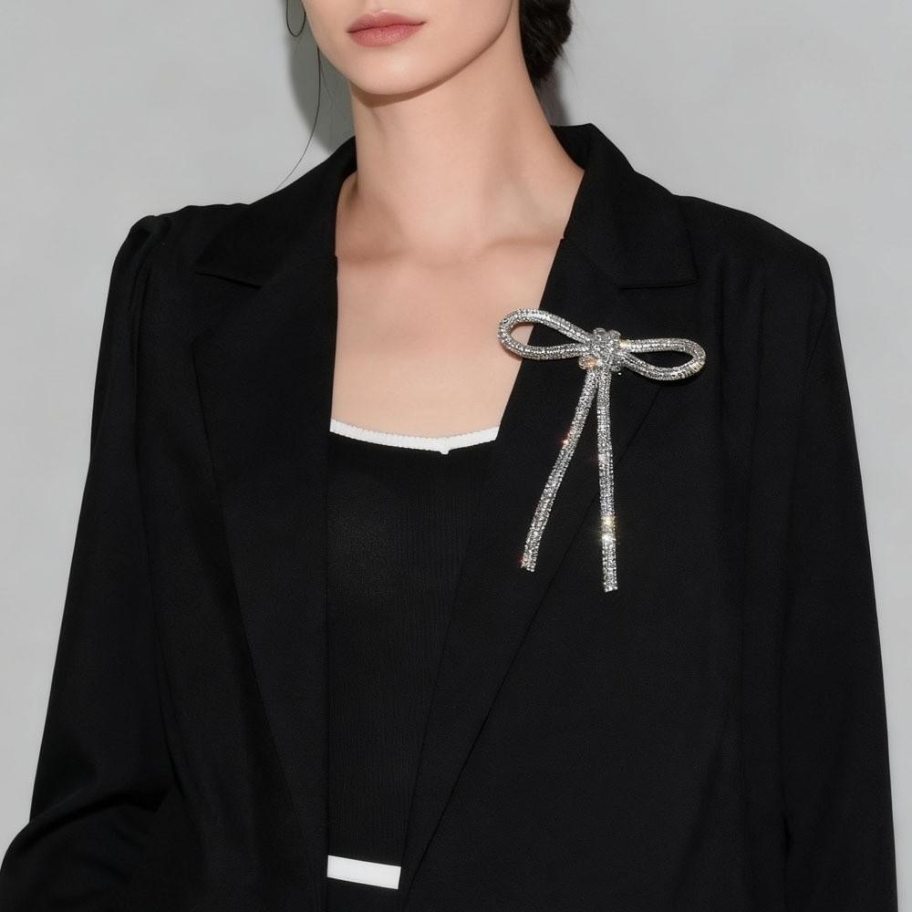 Sparkly Crystal Rhinestone Bow Brooches Sparkling Diamond Brooch Suit Chest Flower